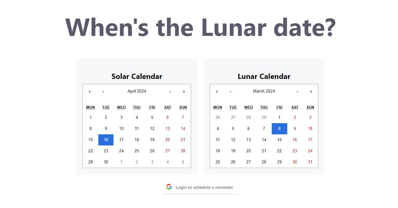 Image of Lunar <-> Solar Calendar